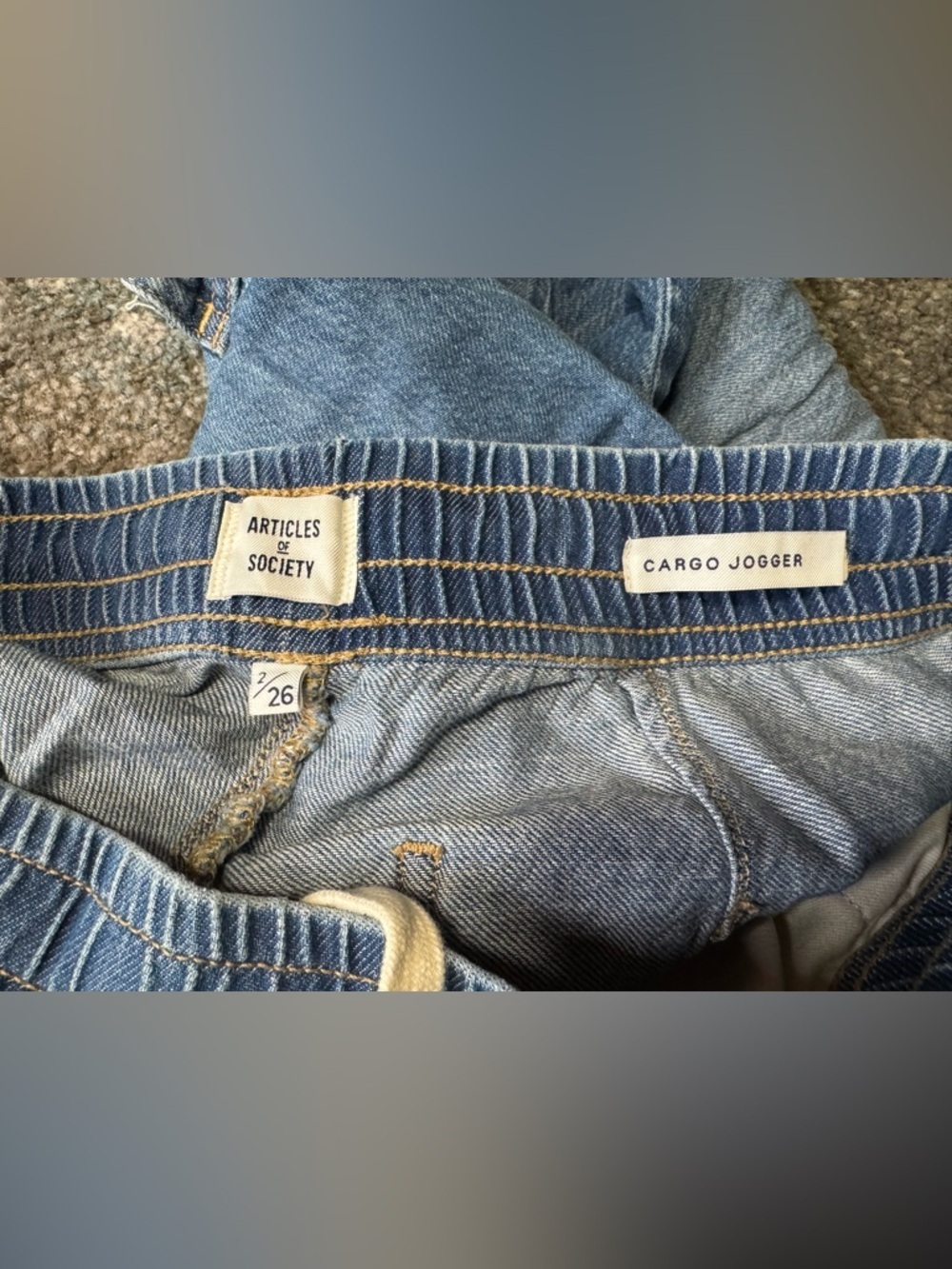 Articles Of Society Light Blue Denim Cargo Joggers - size 26 - Picture 3 of 6
